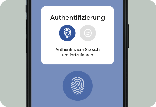 LOLYO Mitarbeiter-App Hidden Hint Login-Möglichkeiten - Screen mit Finger-Print, Face-ID und 2-Faktor-Authentifizierung