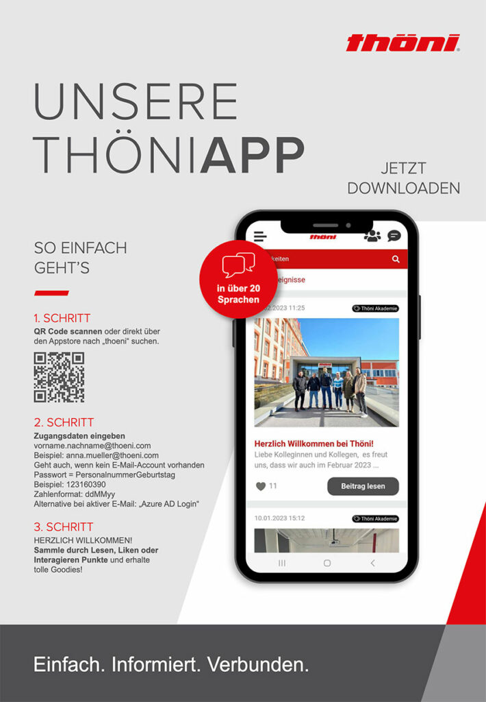 Thoeni Mitarbeiter-App Bewerbungsflyer