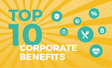 Top 10 Corporate Benefits - Icons zu Mitarbeitervergünstigungen und Zusatzleistungen - Teil 2 der Beitrags-Serie - Uebersicht Mitarbeiterverguenstigungen, Angebote, Zusatzleistungen