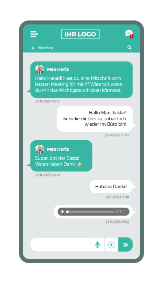 Smartphone Mitarbeiter-App-Screen - Chat
