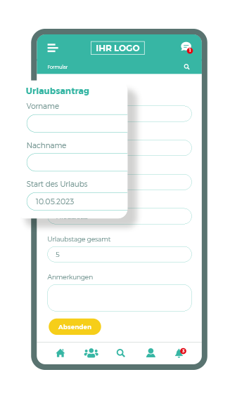 Smartphone Mitarbeiter-App-Screen - Formulare