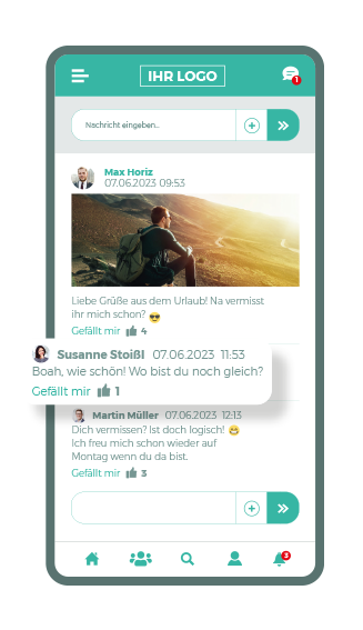 Smartphone Mitarbeiter-App-Screen - Pinnwand