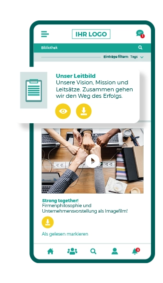 Smartphone Mitarbeiter-App-Screen - Bibliothek - Dateimanagement