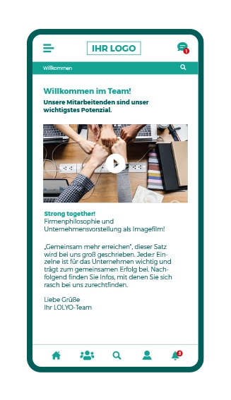 Smartphone Mitarbeiter-App-Screen - Individuelle Onboarding Seite
