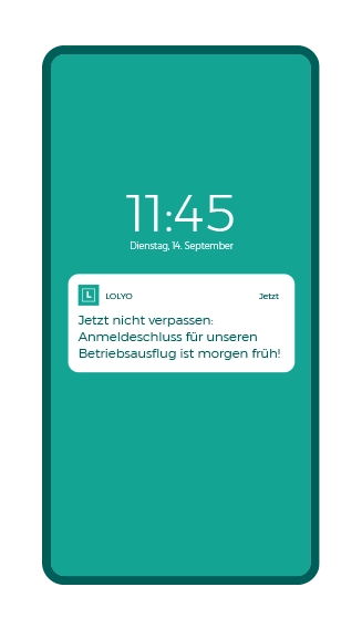 Smartphone Mitarbeiter-App-Screen - Pushnachrichten