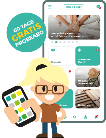 LOLYO MACH MITarbeiter-App Gratis Probeabo - Smartphone Screen - motivierter Mitarbeitender