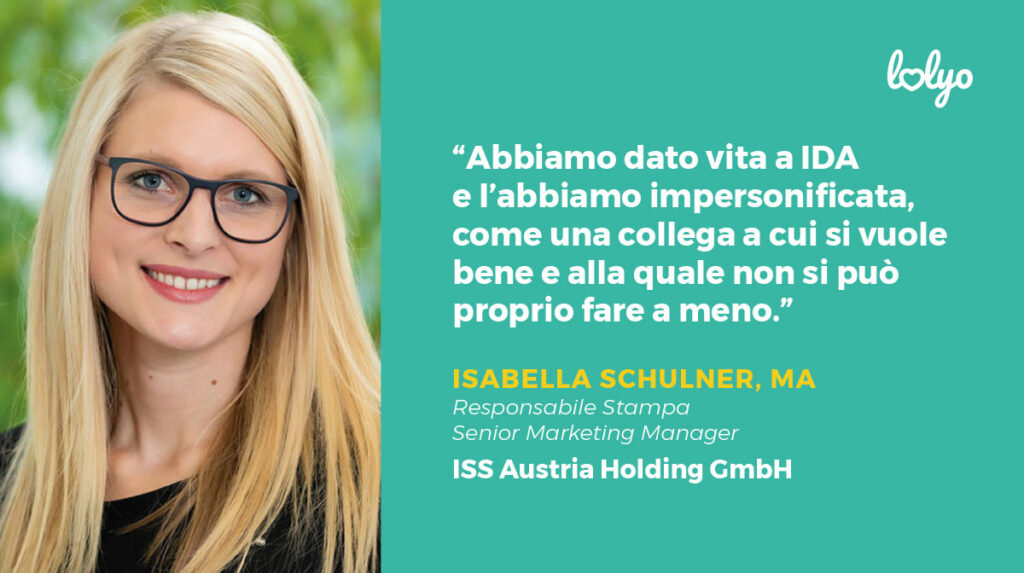Ritratto di isabella schulner ragazza bionda con occhiali e affianco la sua citazione per iss Austria e lolyo