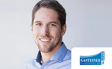 Mitarbeiter-App SUCCESS Story - Gasteiner Bergbahnen AG - Skigastein - Logo + Portrait Benjamin Rogl, MA