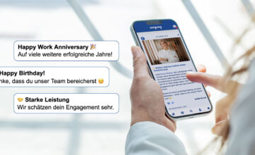 Employee Recognition App - digitale Mitarbeiterwertschaetzung - App-Screens Mitarbeiter-Anerkennung