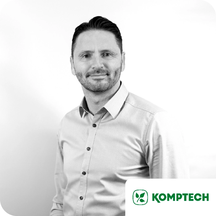 LOLYO Kaffeeplausch Graz - LOLOYOfluencer Bernhard Muhr, Head of Group HR & Administration, Komptech GmbH, Portrait - Logo