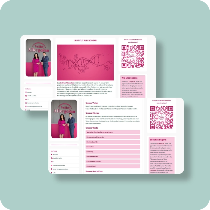 Social Intranet für internes Employer Branding - Best Pracitce Institut Allergosan - PC-Ausschnitte