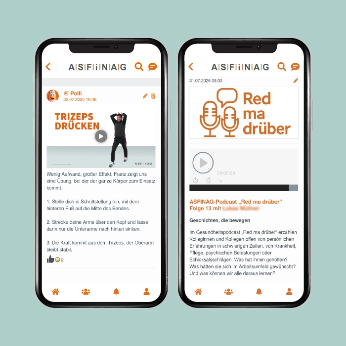 Polli Mitarbeiter-App Smartphone Screens - Gesundheitsangebote