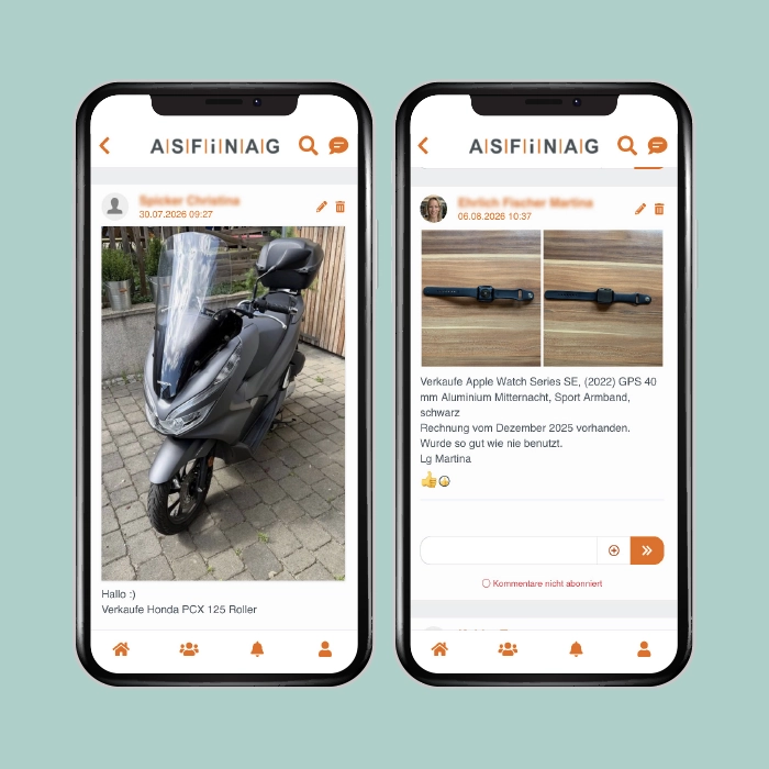 Mitarbeiter-App Smartphone Screens von Kleinanzeigen - Postings